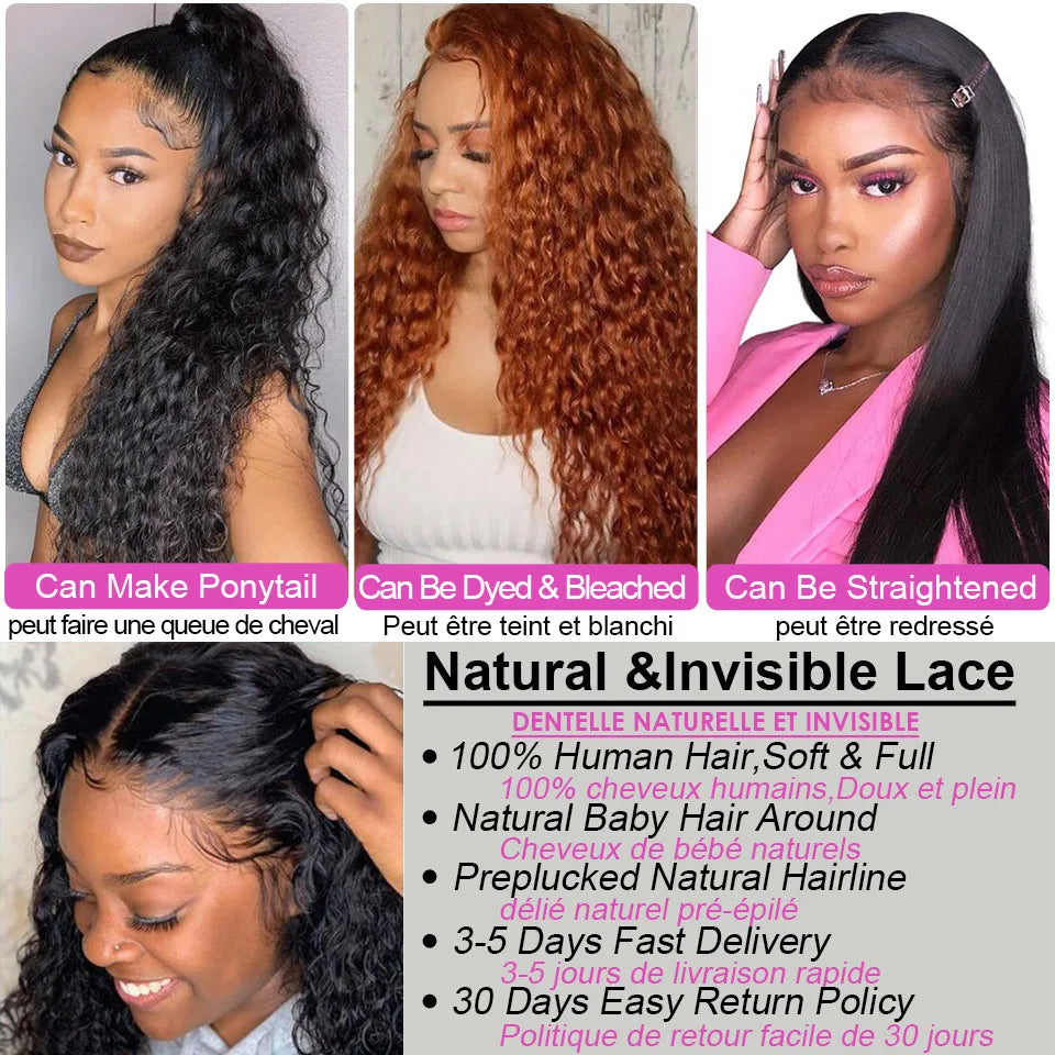 Nicelight Water Wave Transparent 13x6 Lace Frontal Wig Pre Plucked