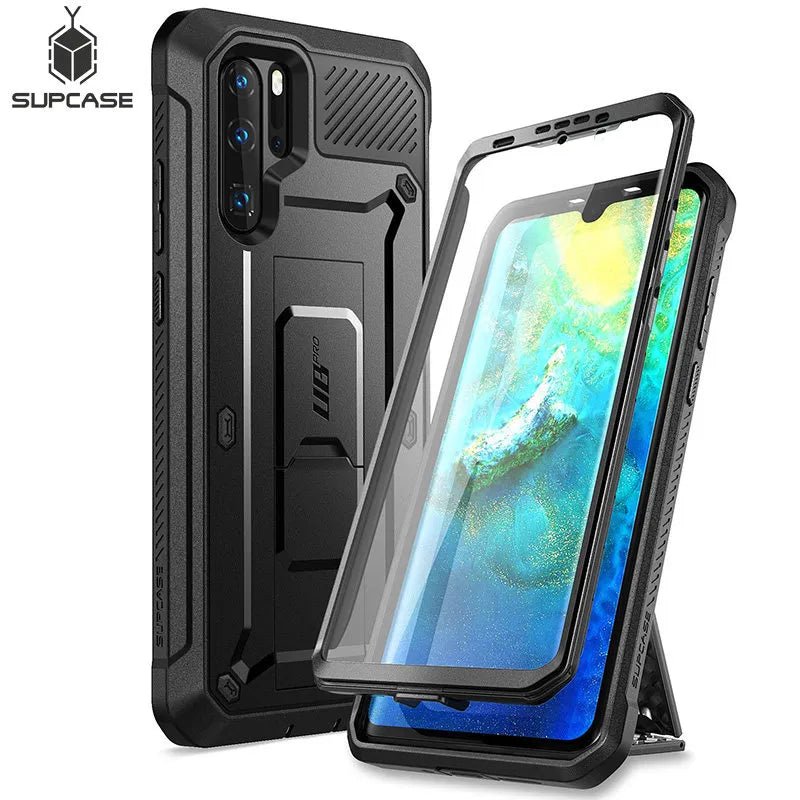 Huawei P30 Pro Case (2019 Release) Heavy Duty Full-Body Rugged Case with Built-in Screen Protector+Kickstand