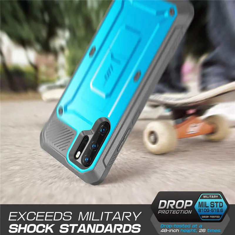 Huawei P30 Pro Case (2019 Release) Heavy Duty Full-Body Rugged Case with Built-in Screen Protector+Kickstand