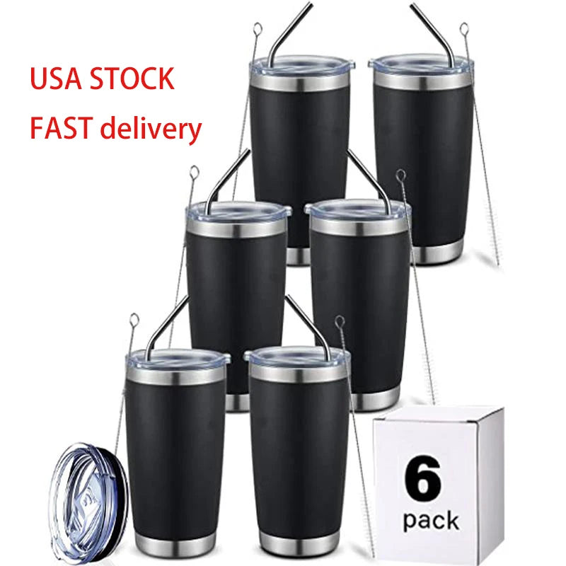 USA warehouse(6 Pack) 20oz Tumbler with Lid And Metal Straw