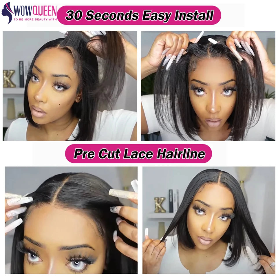 Wear And Go Bob Wig Ready To Wear Straight Short Bob Hair Wig