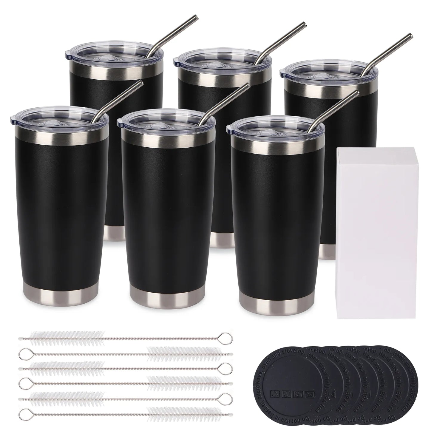 USA warehouse(6 Pack) 20oz Tumbler with Lid And Metal Straw