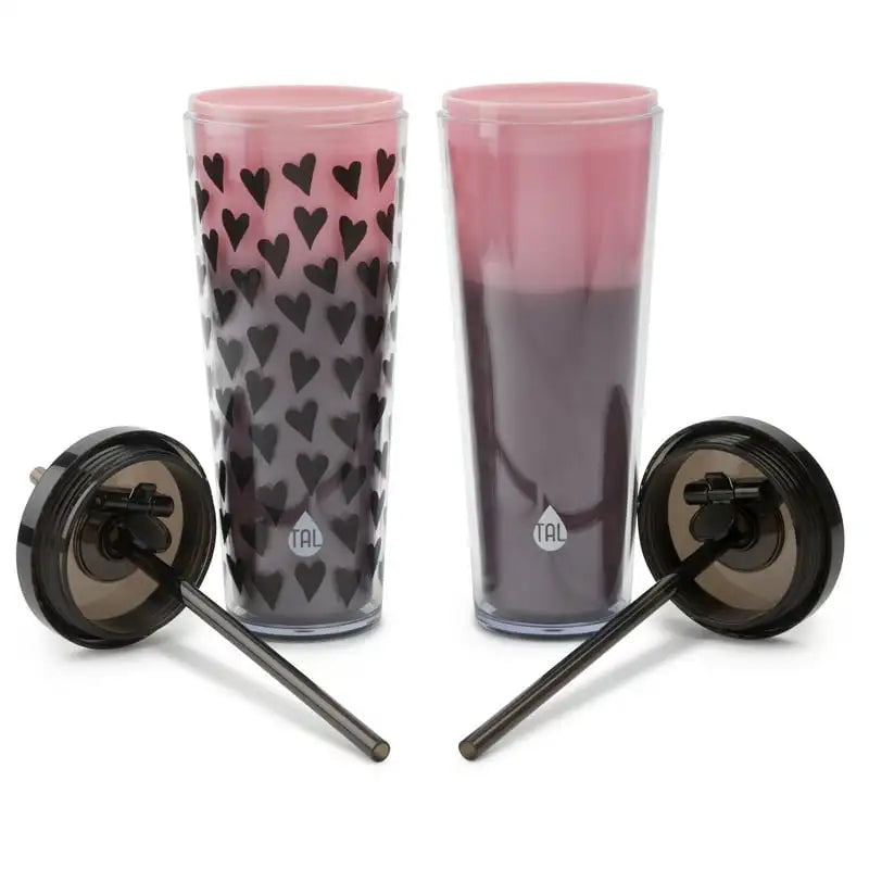 Walled Color Changing Tumblers 2 Pack, 24 fl oz, Tumbler with straw