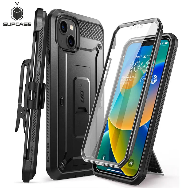iPhone 14 (2022)/ iPhone 13 (2021) 6.1" Case Full-Body Rugged Holster Cover with Built-in Screen Protector