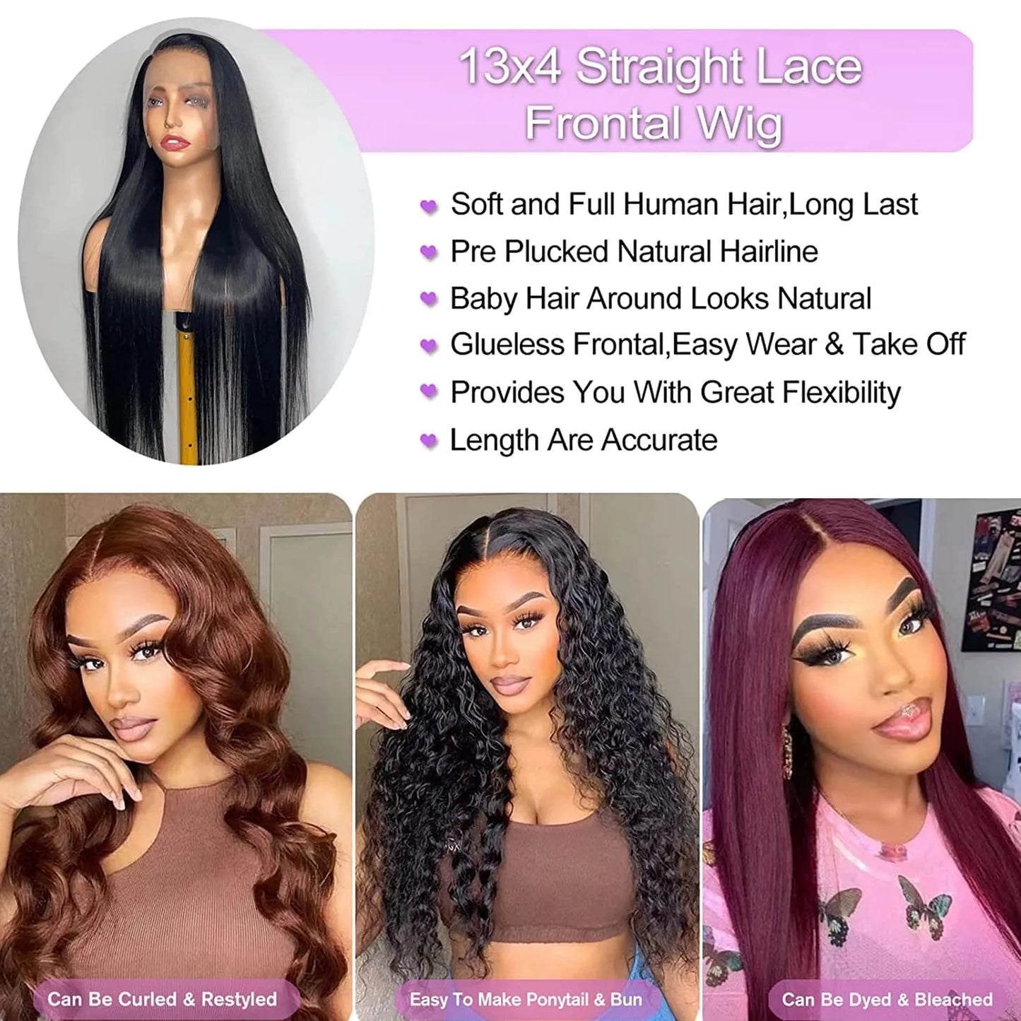 Brazilian Bone Straight Transparent Lace Front Wig