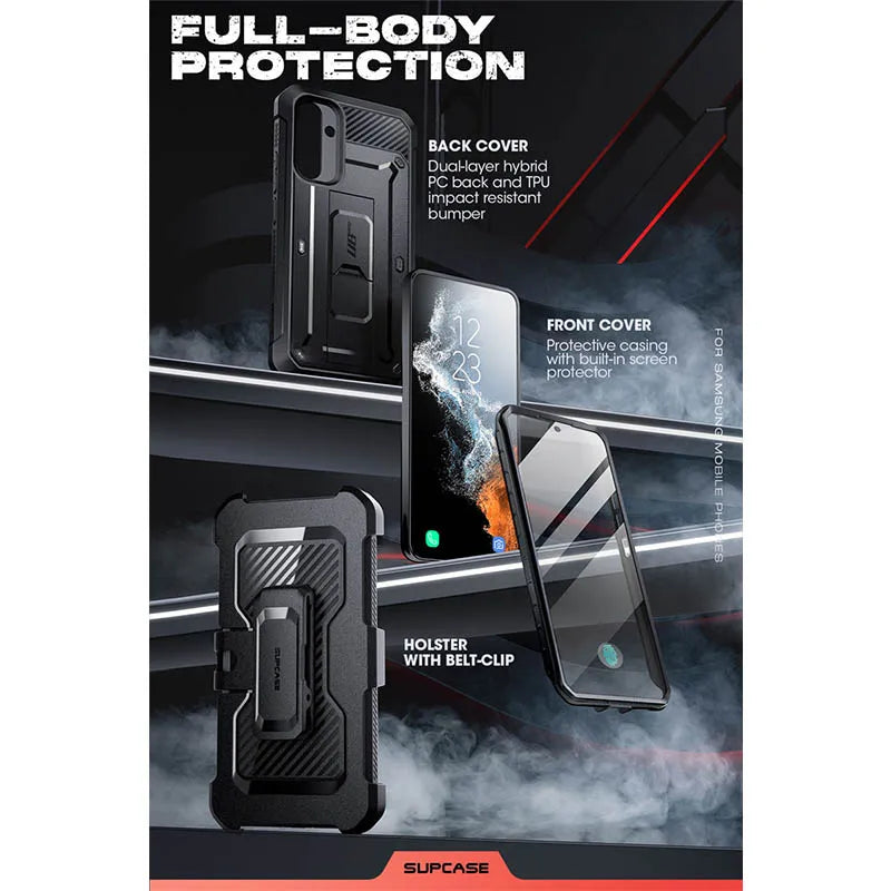 Samsung Galaxy A54 5G Case Full-Body Rugged Holster & Kickstand Case with Built-in Screen Protector