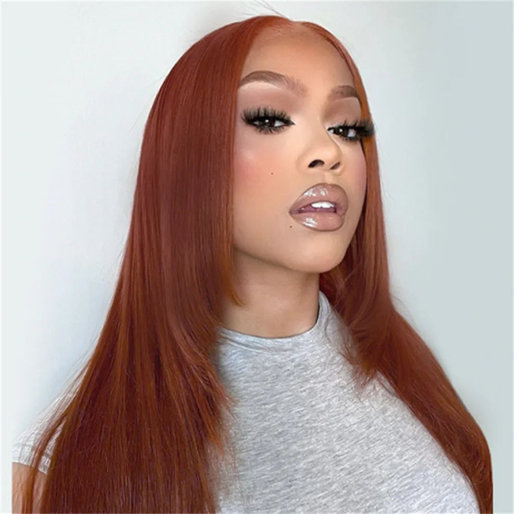 Burgundy Reddish Brown Layered Cut Wig Glueless Synthetic Hair