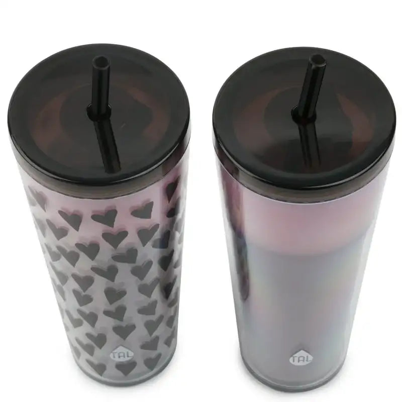 Walled Color Changing Tumblers 2 Pack, 24 fl oz, Tumbler with straw