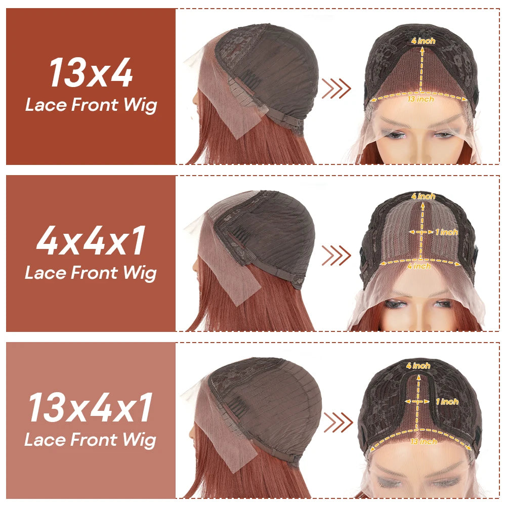 Burgundy Reddish Brown Layered Cut Wig Glueless Synthetic Hair