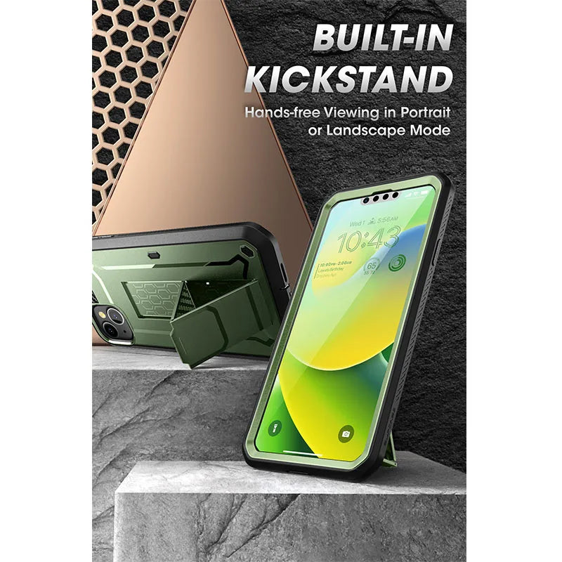 iPhone 14 (2022)/ iPhone 13 (2021) 6.1" Case Full-Body Rugged Holster Cover with Built-in Screen Protector