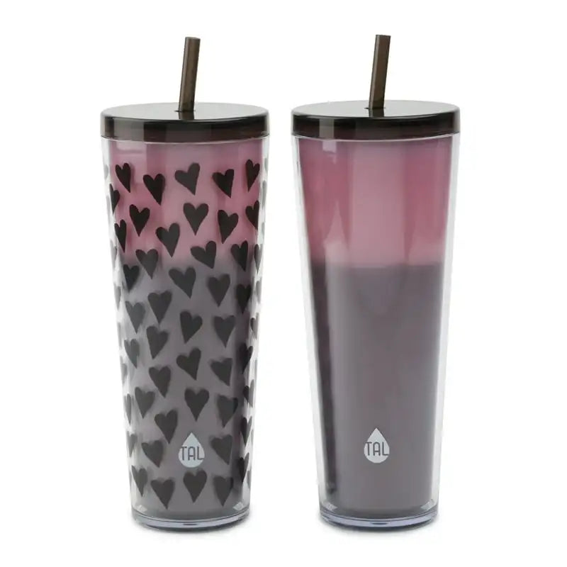 Walled Color Changing Tumblers 2 Pack, 24 fl oz, Tumbler with straw