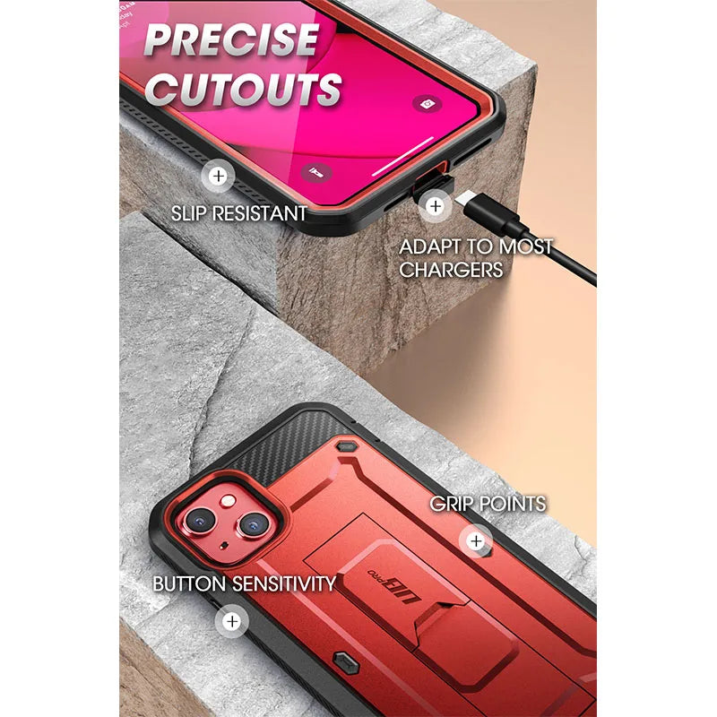 iPhone 14 (2022)/ iPhone 13 (2021) 6.1" Case Full-Body Rugged Holster Cover with Built-in Screen Protector